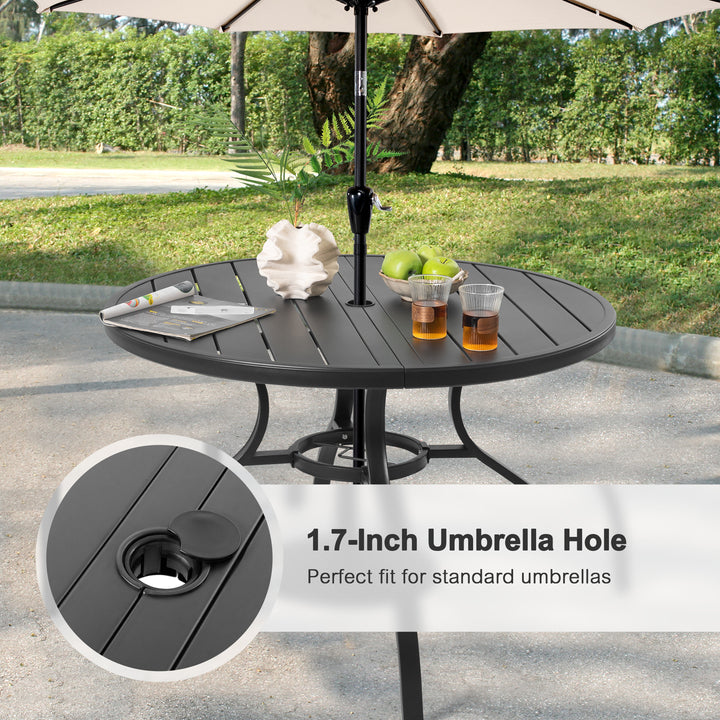 5-Piece Patio Dining Set with Umbrella Hole, Stackable Textilene Chairs