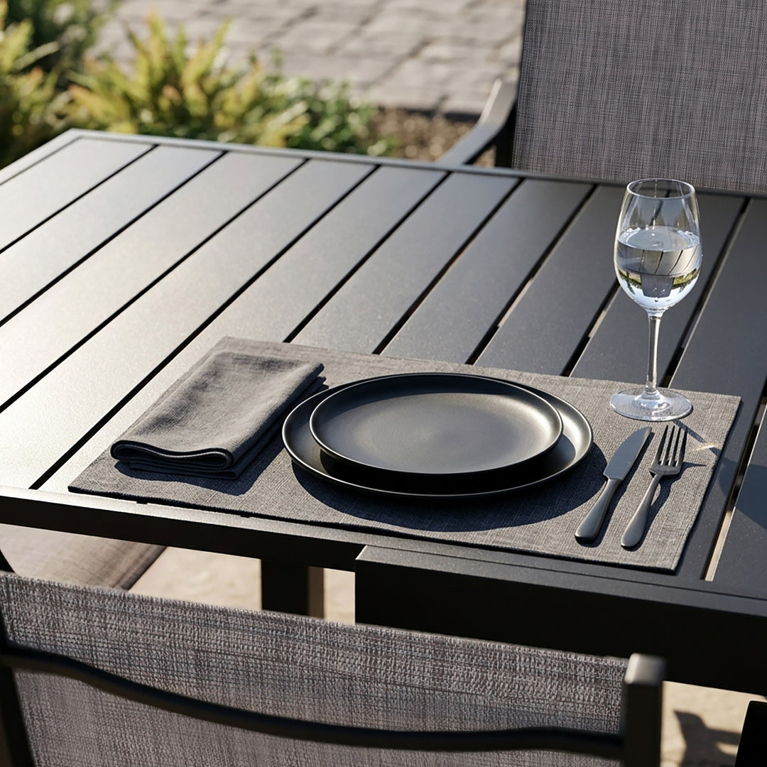 9-Piece Aluminum Textilene Outdoor Dining Set, Extendable Table