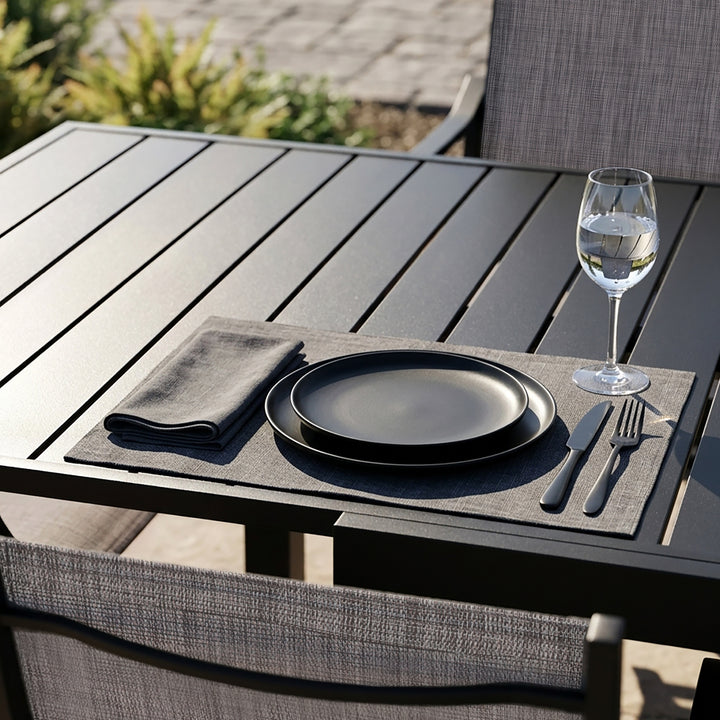 9-Piece Aluminum Textilene Outdoor Dining Set, Extendable Table