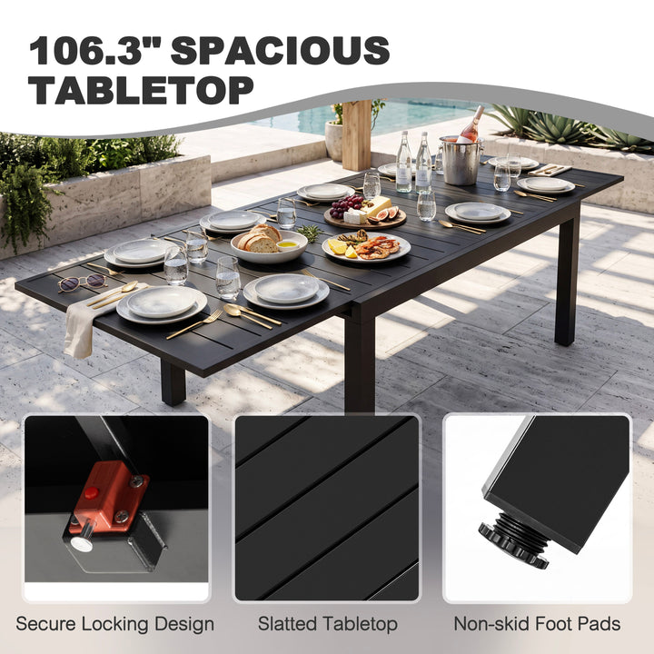 9-Piece Aluminum Textilene Outdoor Dining Set, Extendable Table