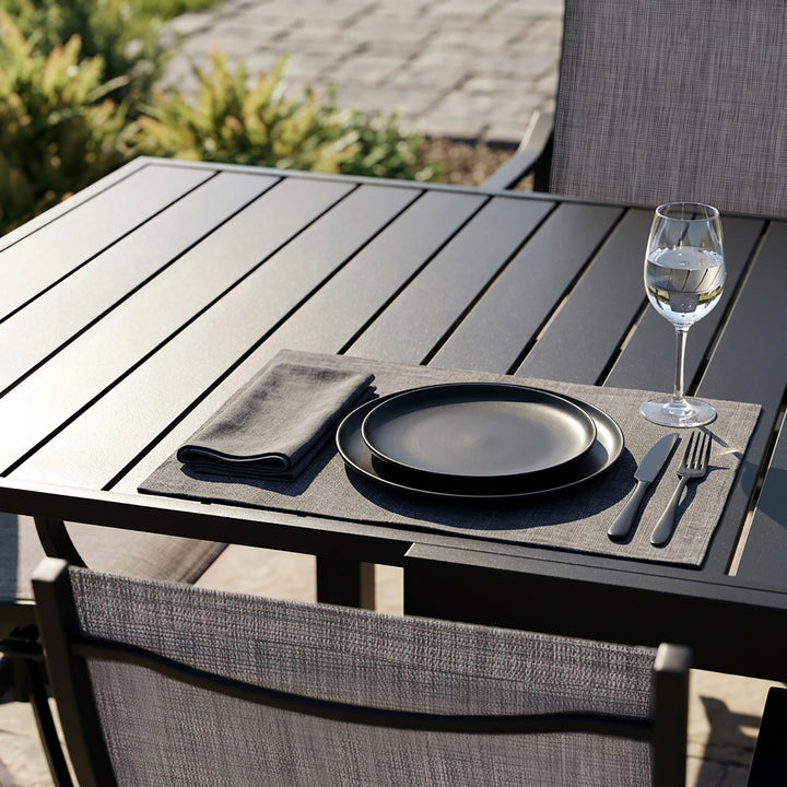 9-Piece Aluminum Textilene Outdoor Dining Set, Extendable Table