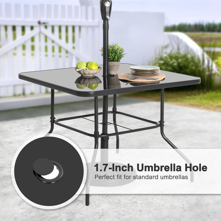 5-Piece Outdoor Dining Set, Textilene Stackable Chairs and Umbrella Hole