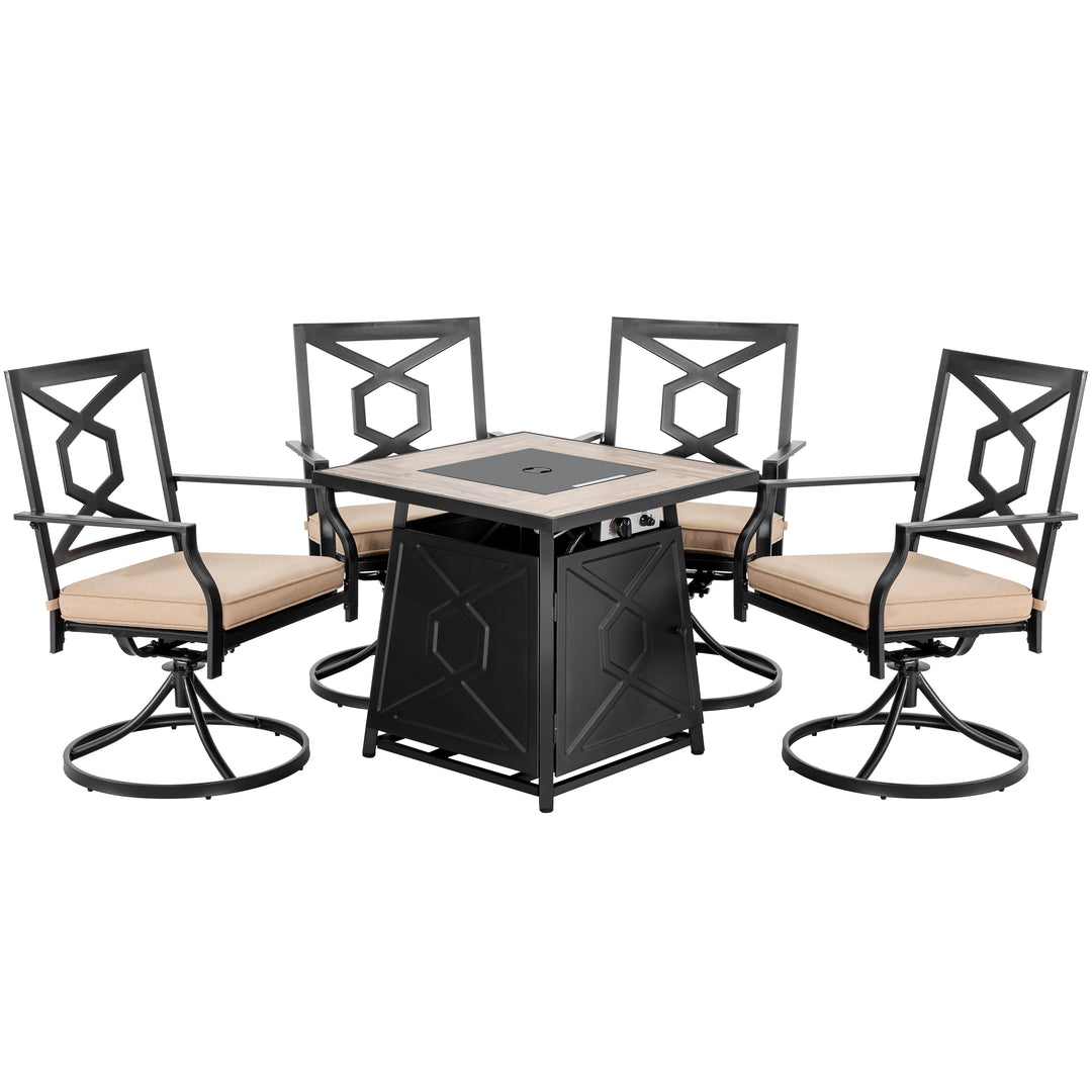 5-Piece Patio Furniture Set with Fire Pit Table, 28-Inch 50,000