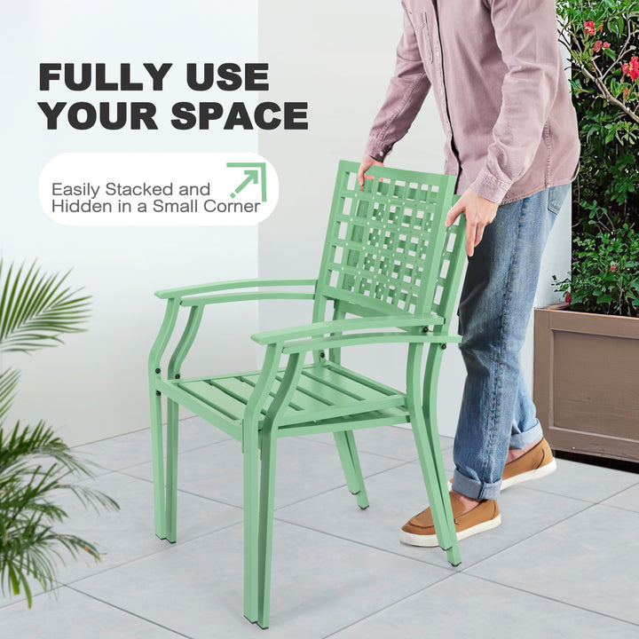 3-Piece Metal Patio Bistro Set with Stackable Chairs and Square Side Table