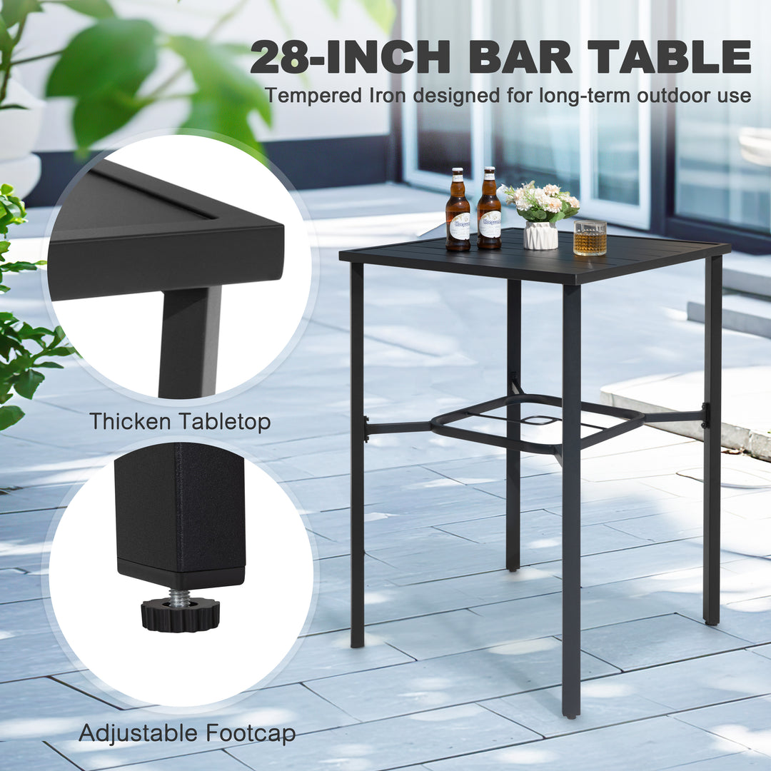 Nuu Garden 3 Piece Outdoor Swivel Bar Set with Iron Bar Height Table – Patio Bar Chairs with Textilene Seats and Umbrella Hole