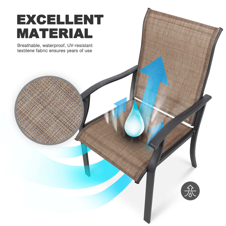 5-Piece Patio Outdoor Textilene and Metal Dining Set with Umbrella Hole