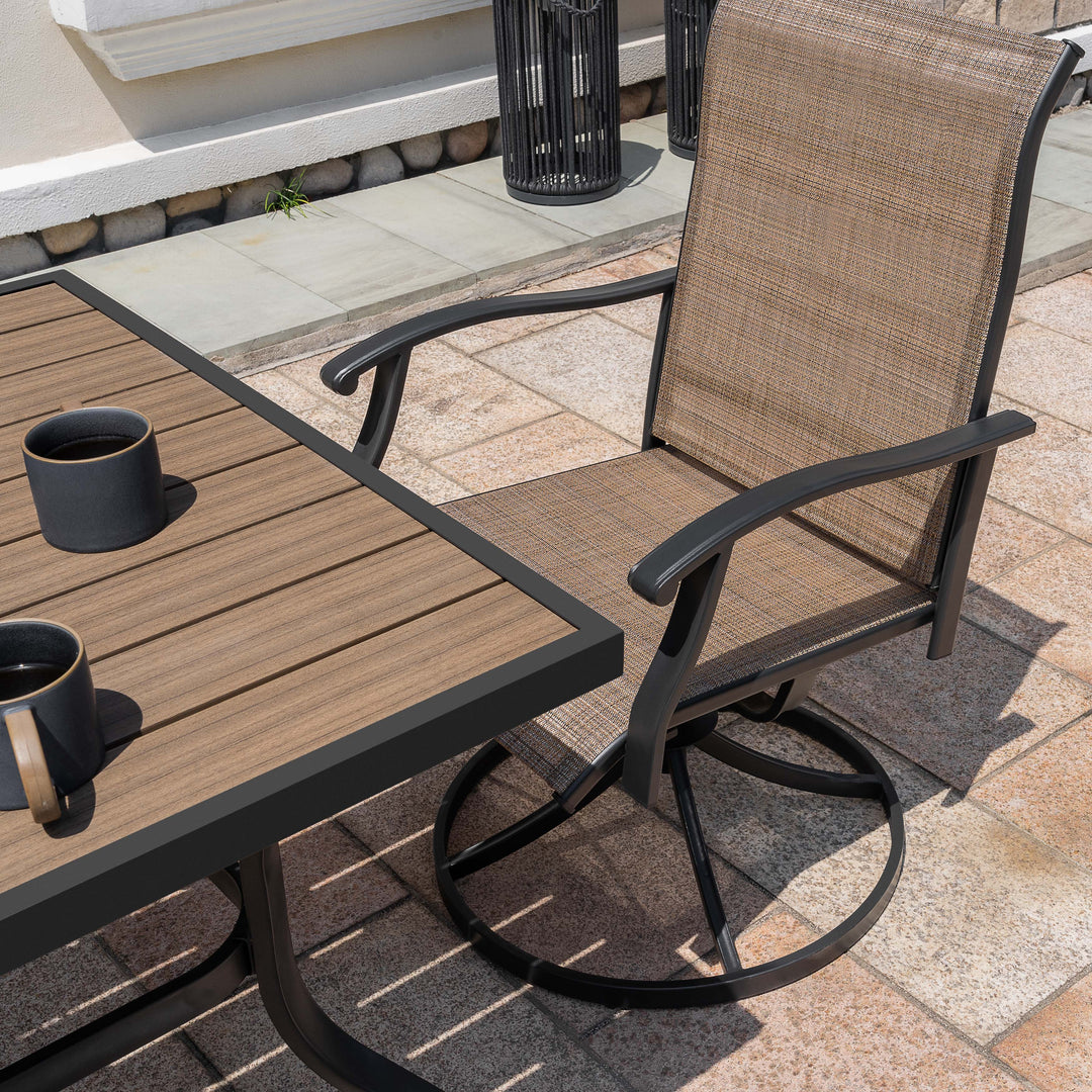 5-Piece Patio Outdoor Textilene and Metal Dining Set with Umbrella Hole