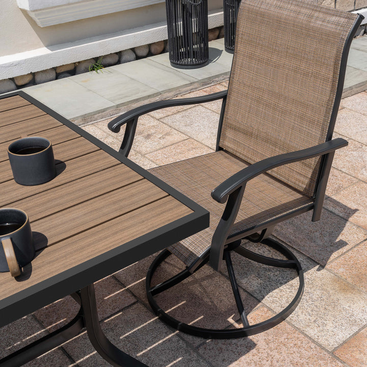 5-Piece Patio Outdoor Textilene and Metal Dining Set with Umbrella Hole