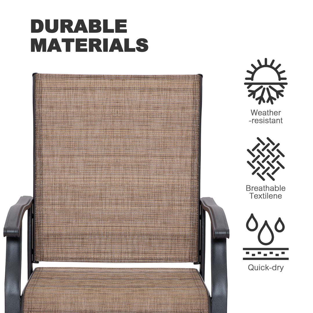 5-Piece Patio Outdoor Textilene and Metal Dining Set with Umbrella Hole