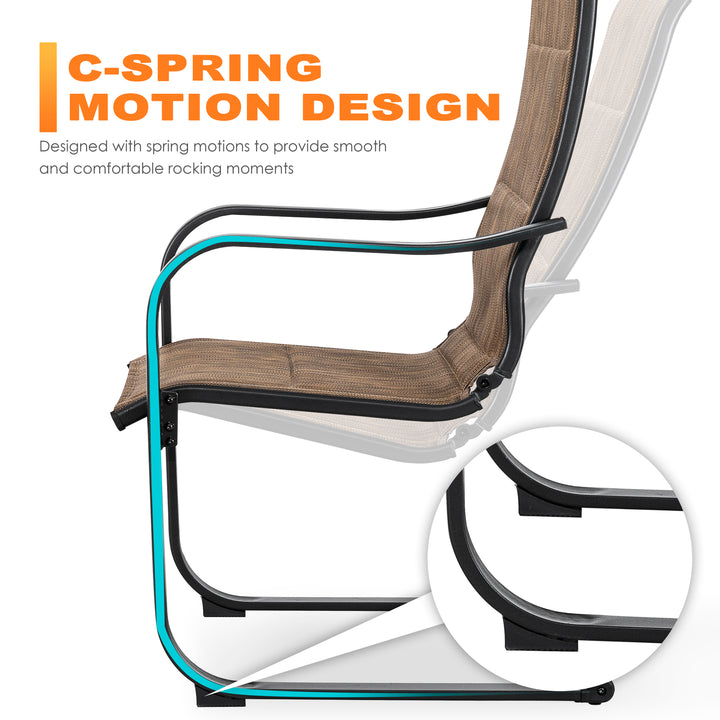Patio 5-Piece Textilene Dining Set, C-Spring Chair Legs and Umbrella Hole
