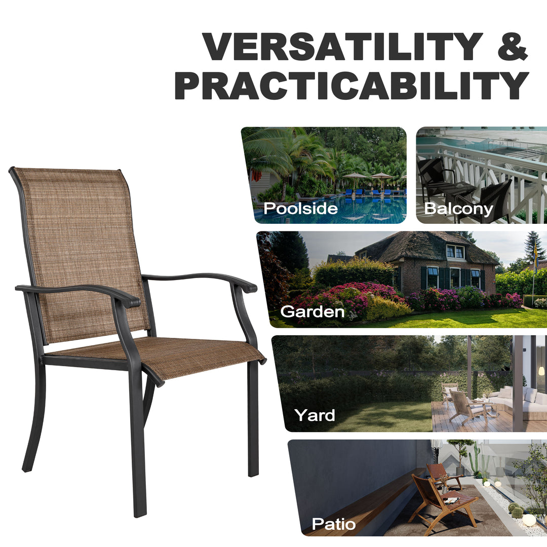 Outdoor Dining Set of 7, Textilene Chairs and Rectangle Metal Dining Table