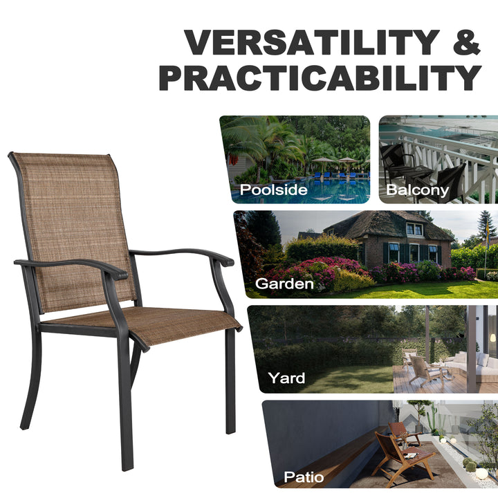 Outdoor Dining Set of 7, Textilene Chairs and Rectangle Metal Dining Table