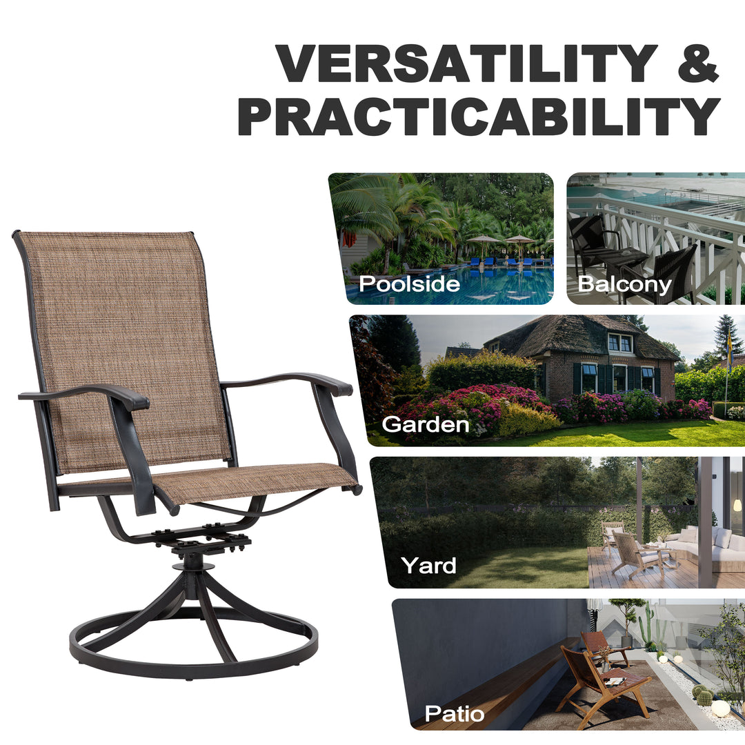 Outdoor Dining Set of 7, Textilene Chairs and Rectangle Metal Dining Table