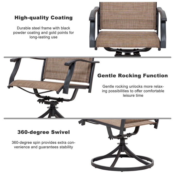 Outdoor Dining Set of 7, Textilene Chairs and Rectangle Metal Dining Table