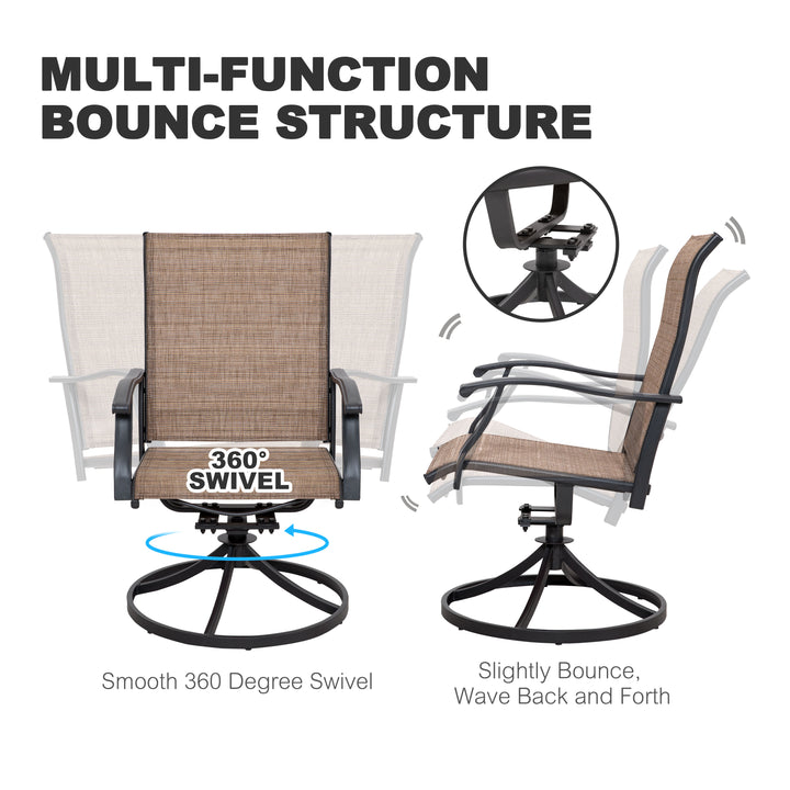 Outdoor Dining Set of 7, Textilene Chairs and Rectangle Metal Dining Table
