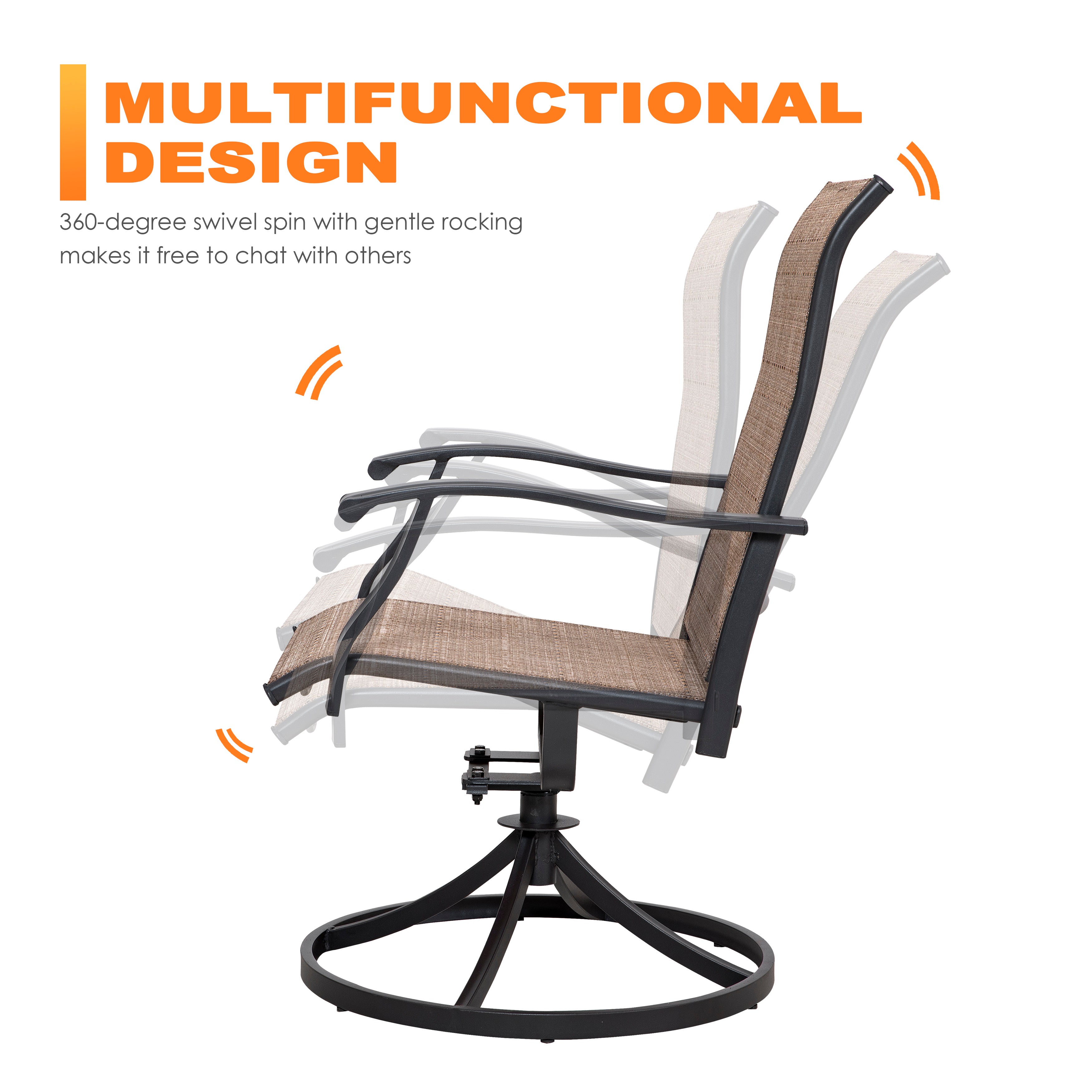 Nuu Garden 3Pcs Swivel Patio Chairs Set SID021-01 | brown