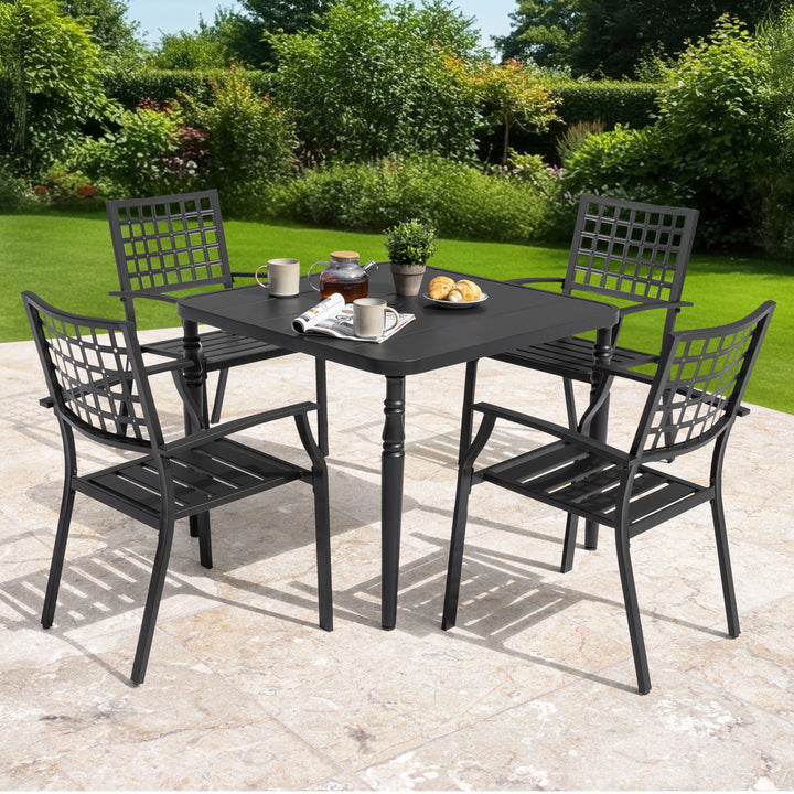 5-Piece Patio Outdoor Metal Dining Set with Umbrella Hole