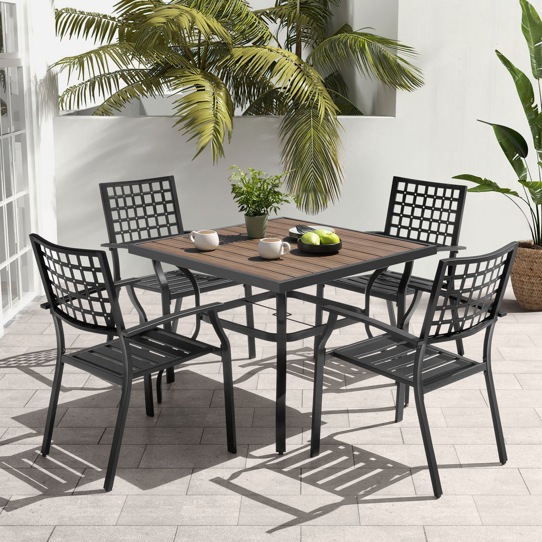 5-Piece Patio Outdoor Metal Dining Set with Umbrella Hole