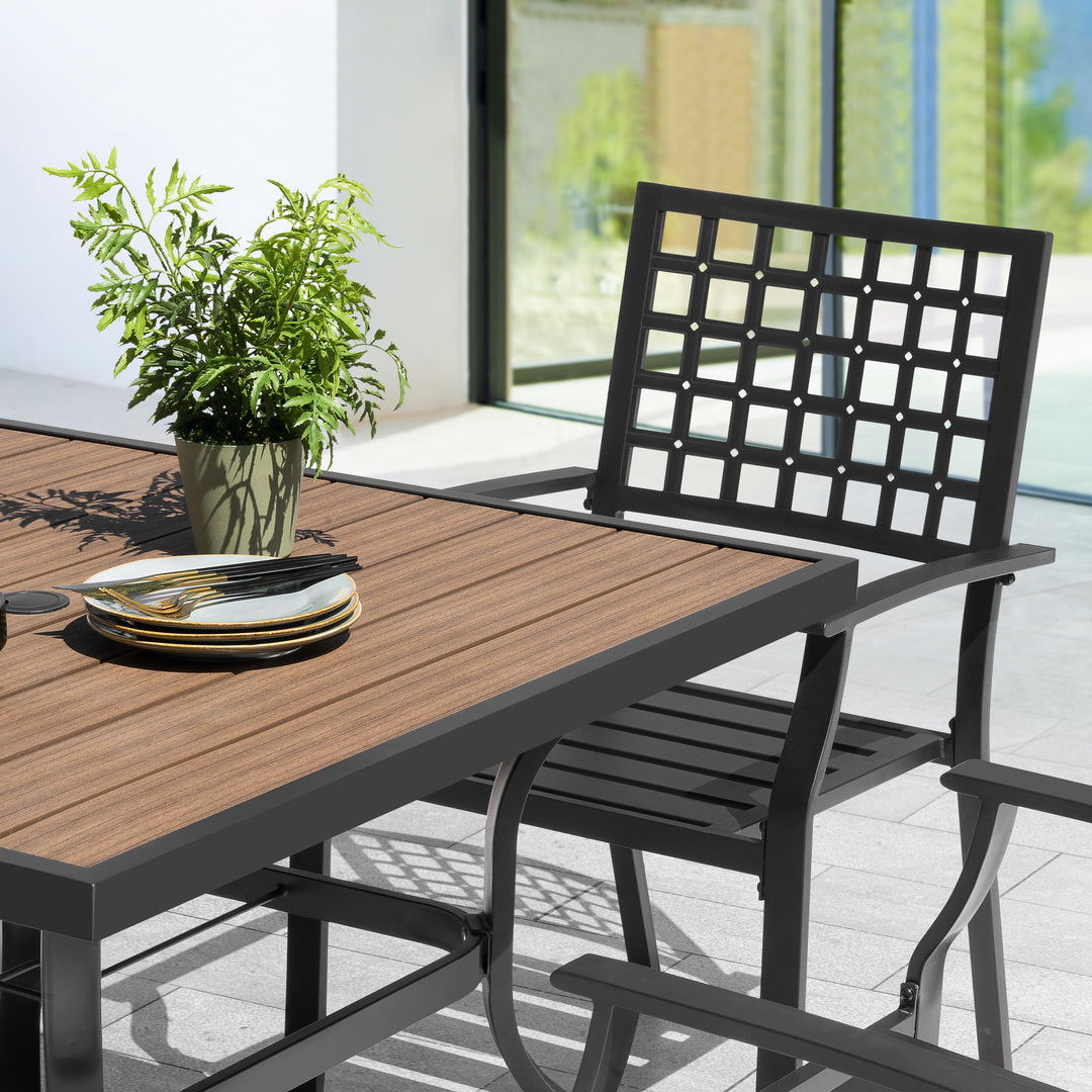 5-Piece Patio Outdoor Metal Dining Set with Umbrella Hole