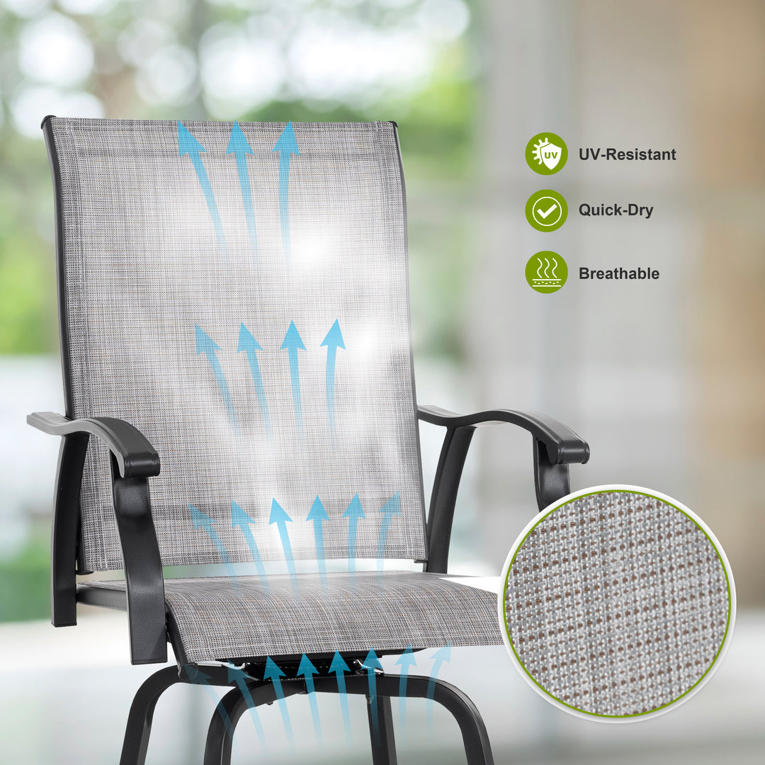 Outdoor 5-Piece Textilene Bar Set, Swivel Bar Stools and Bar Table, Gray