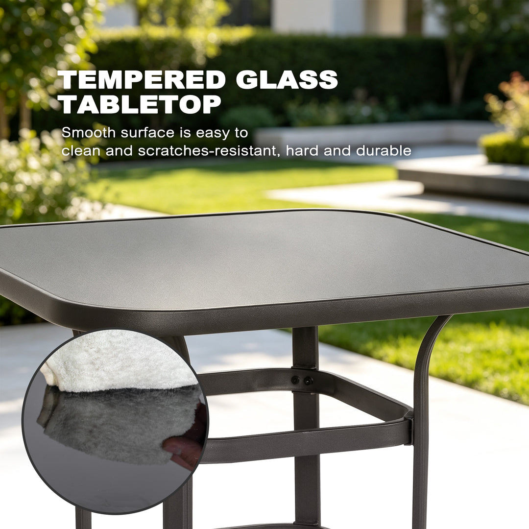 Outdoor 3-Piece Textilene Bar Set, Swivel Bar Stools and Bar Table, Gray