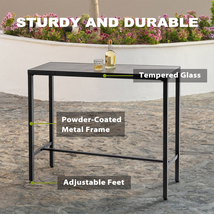 Outdoor Textilene Bar Set with Powder-Coated Iron Frame, Gray