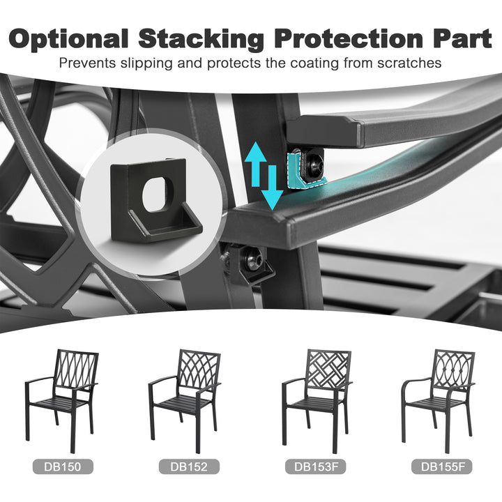 5PCS Patio Stackable Dining Set, Umbrella Hole and Wood-Grain Tabletop