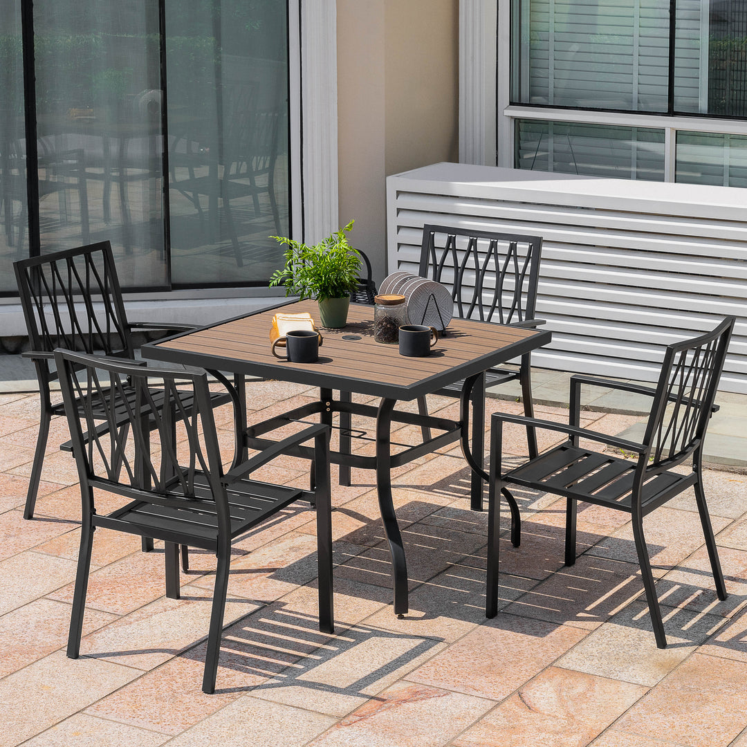 5-Piece Patio Outdoor Metal Dining Set with Umbrella Hole