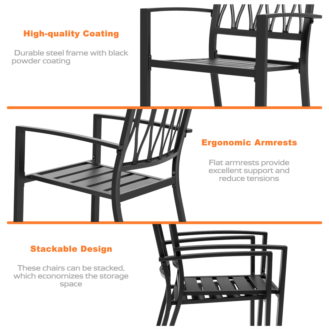 5-Piece Patio Outdoor Metal Dining Set with Umbrella Hole
