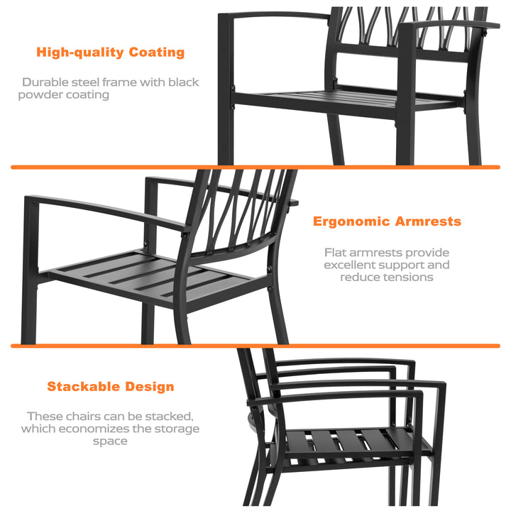 5-Piece Patio Outdoor Metal Dining Set with Umbrella Hole