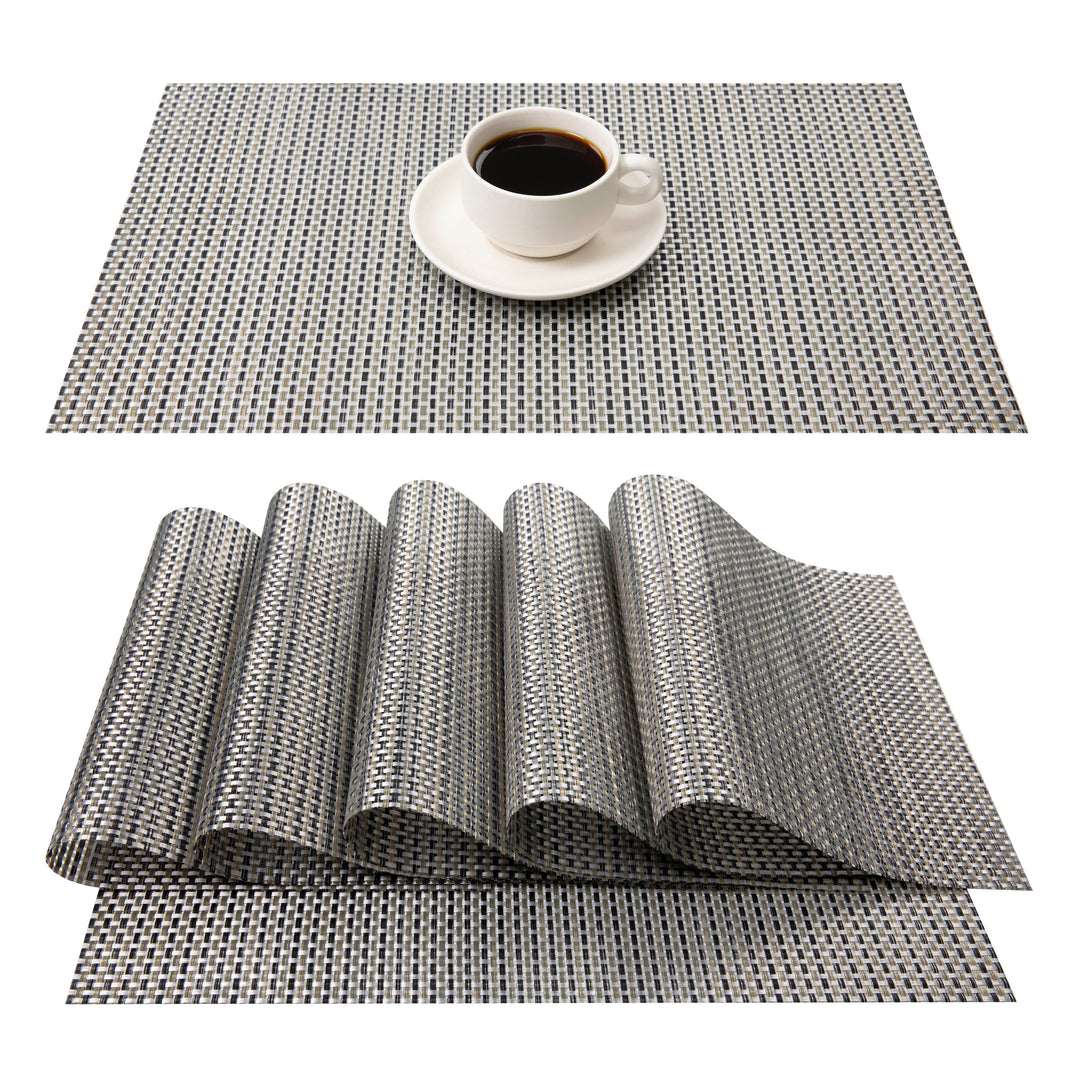 Avestar Placemats Set of 6 for Dining Table Washable Woven Vinyl Placemat Non-Slip Heat Resistant Kitchen Table Mats, Gift Box