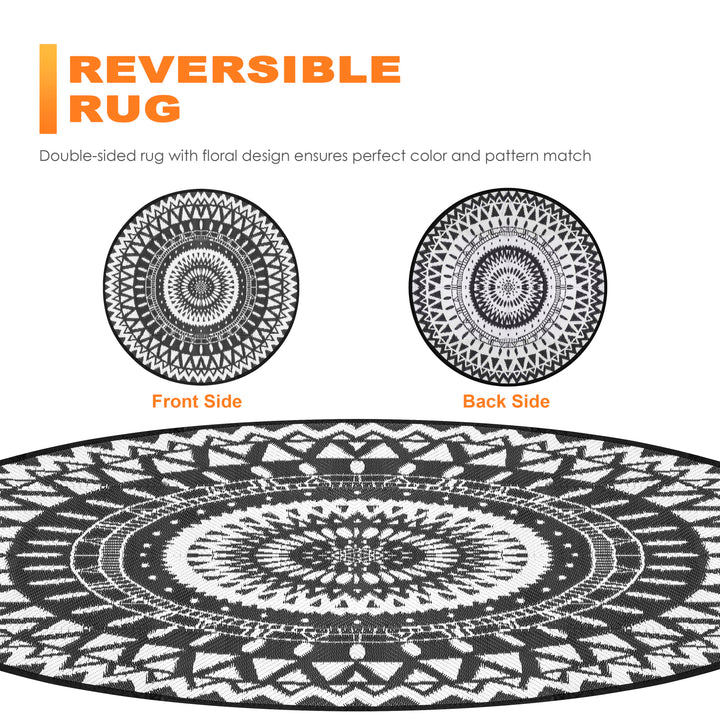 Outdoor 5' Round Foldable Reversible Rug
