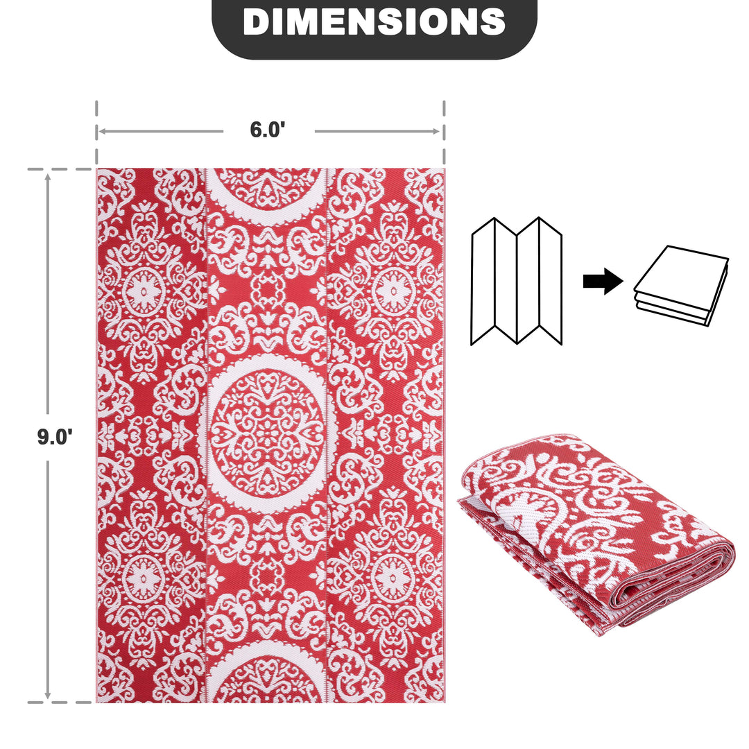 Outdoor Rug, Plastic Straw Foldable Area Rug Indoor Outdoor Carpet for Patio Decor Balcony Camping Picnic RV