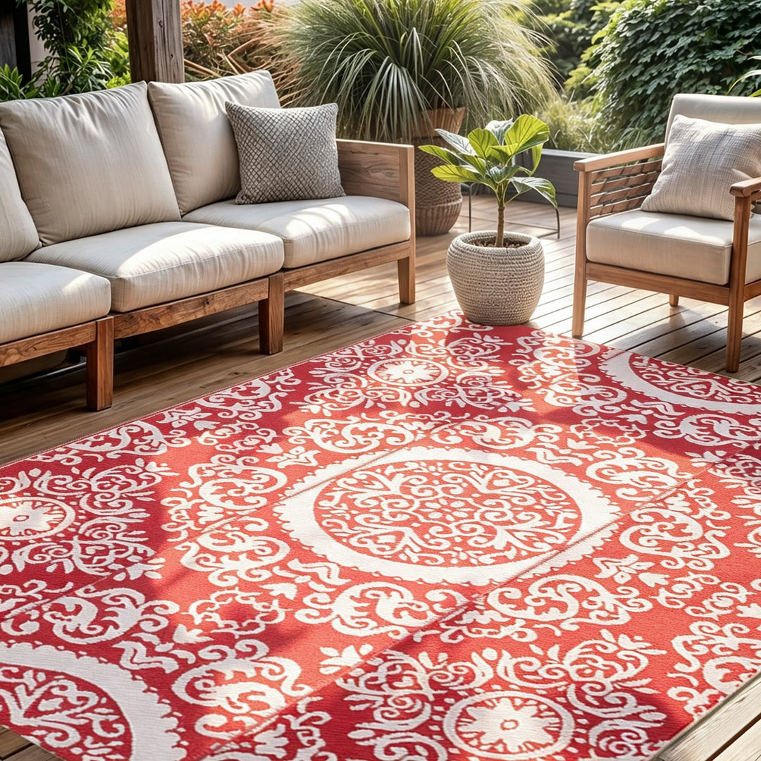 Outdoor Rug, Plastic Straw Foldable Area Rug Indoor Outdoor Carpet for Patio Decor Balcony Camping Picnic RV