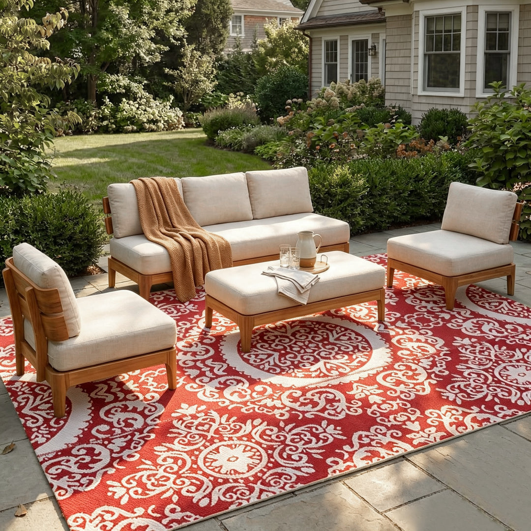 Outdoor Rug, Plastic Straw Foldable Area Rug Indoor Outdoor Carpet for Patio Decor Balcony Camping Picnic RV