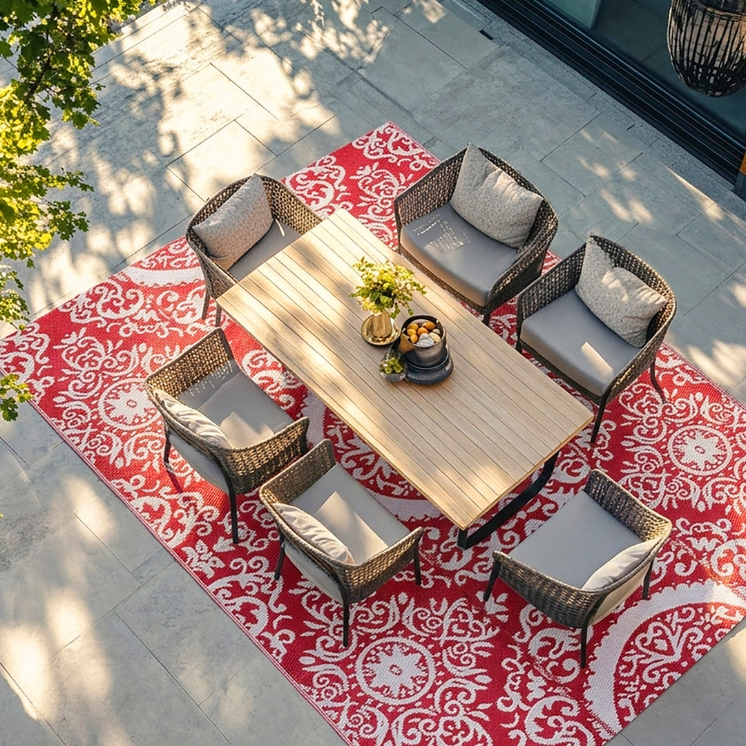 Outdoor Rug, Plastic Straw Foldable Area Rug Indoor Outdoor Carpet for Patio Decor Balcony Camping Picnic RV