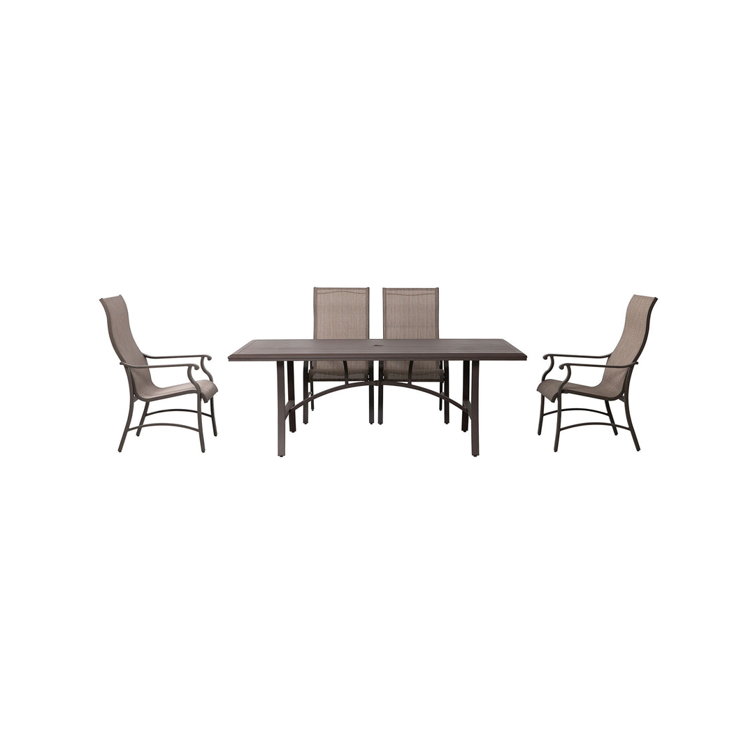 7-Piece All-Weather Outdoor Dining Set, Black and Brown