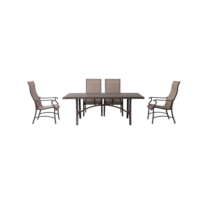 7-Piece All-Weather Outdoor Dining Set, Black and Brown