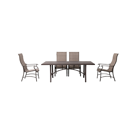 7-Piece All-Weather Outdoor Dining Set, Black and Brown
