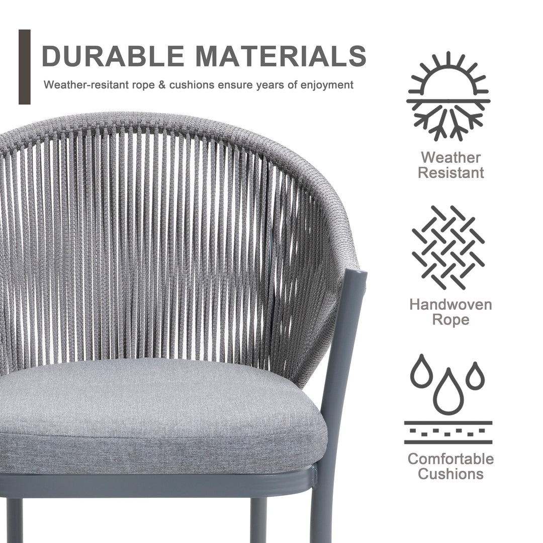 Patio 7-Piece Dining Set with Cushions and Pillows, Umbrella Hole, Gray