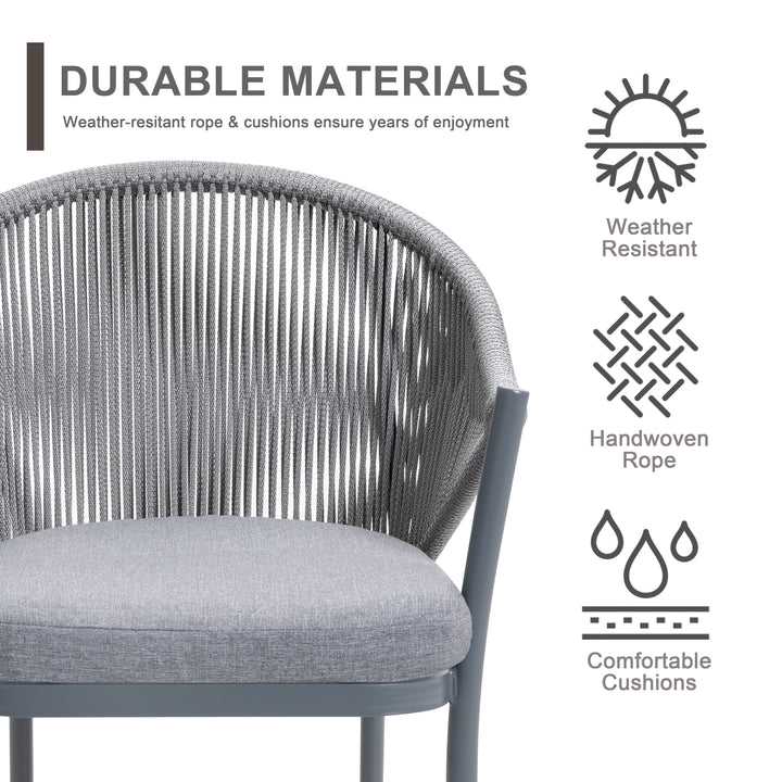 Patio 7-Piece Dining Set with Cushions and Pillows, Umbrella Hole, Gray