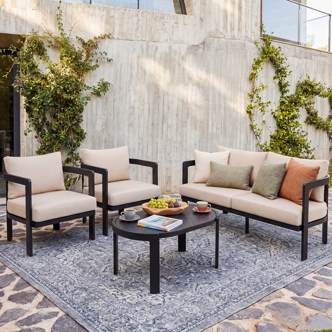 4-Piece Patio Conversation Set, All-Weather Aluminum Frame, Soft Cushions