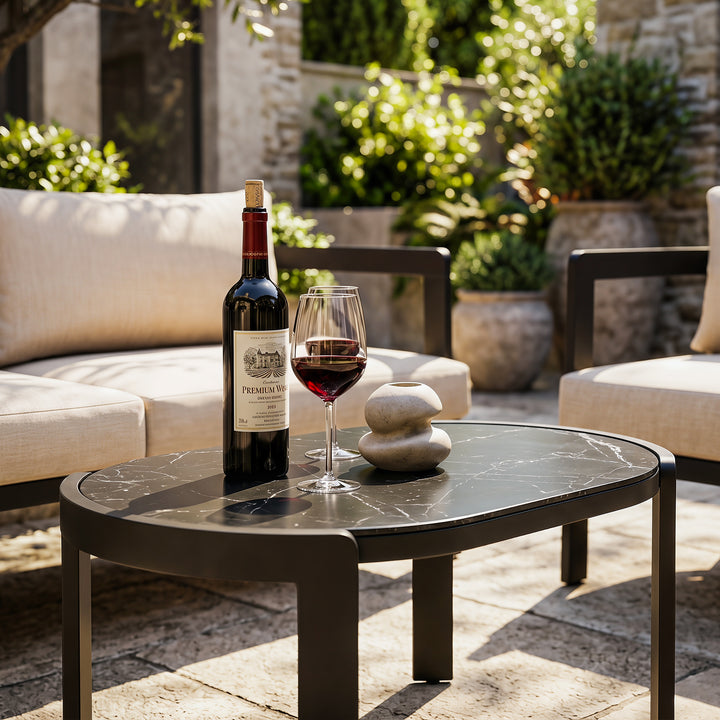 4-Piece Patio Conversation Set, All-Weather Aluminum Frame, Soft Cushions