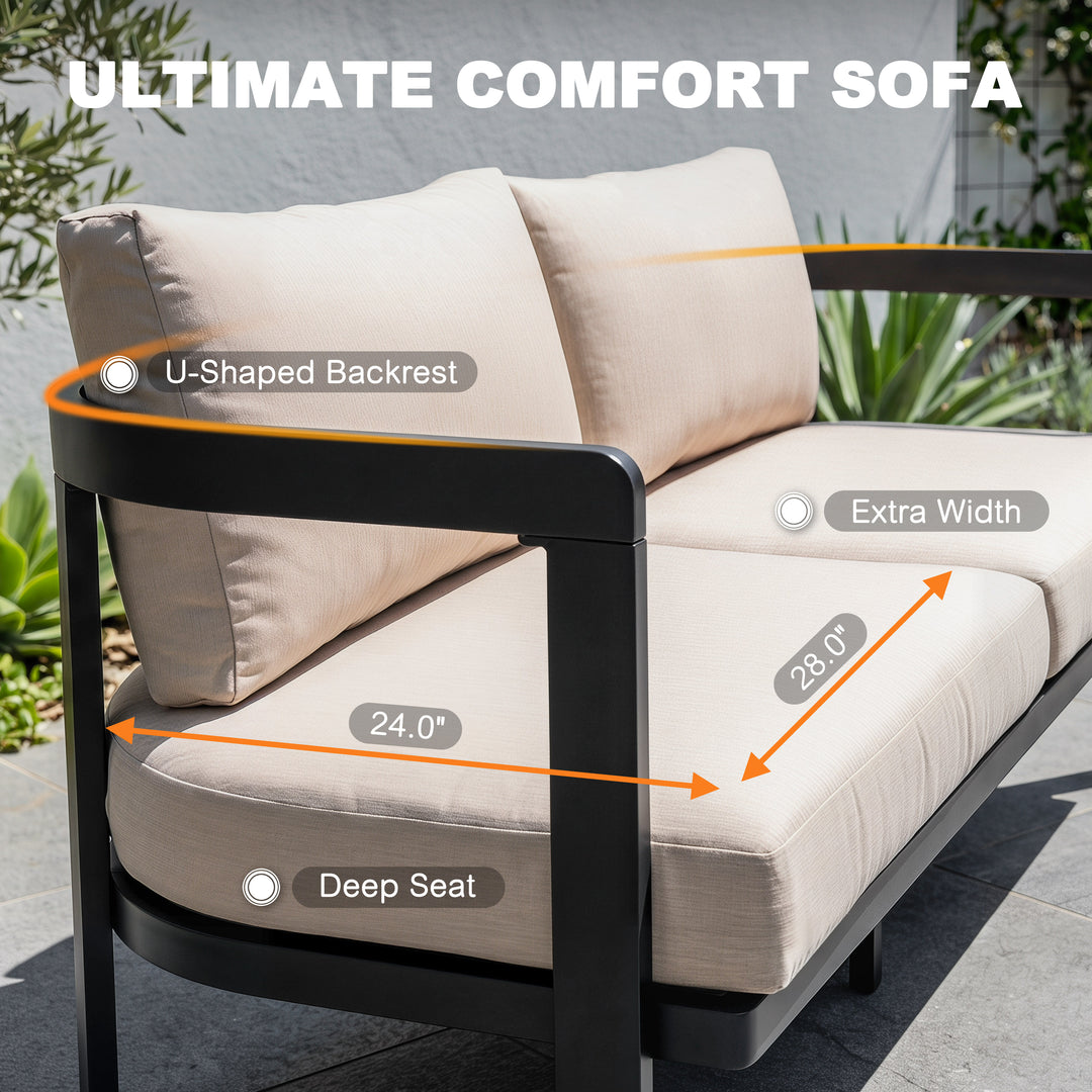 4-Piece Patio Conversation Set, All-Weather Aluminum Frame, Soft Cushions