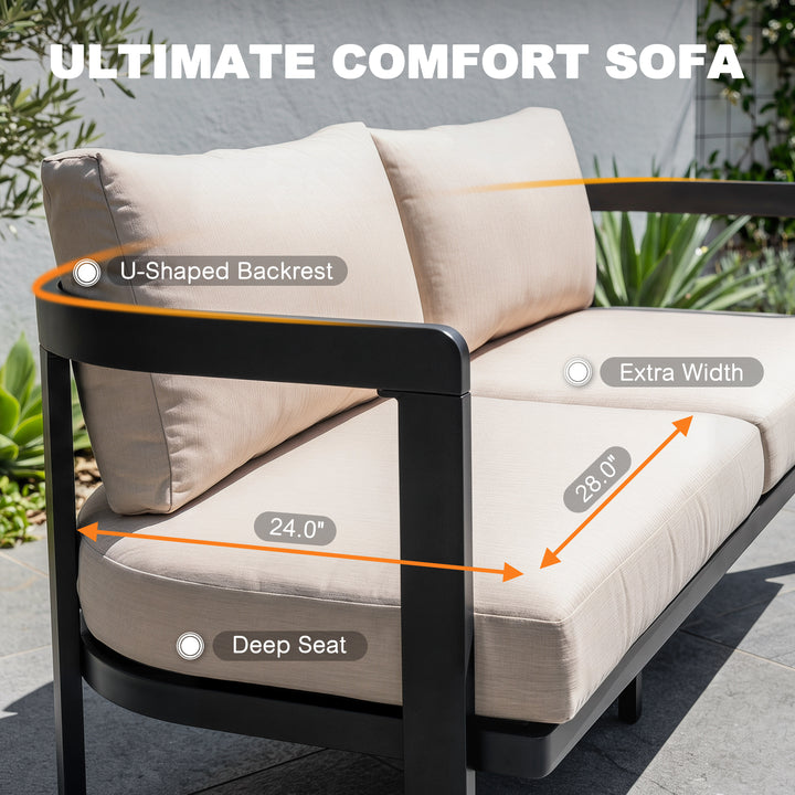 4-Piece Patio Conversation Set, All-Weather Aluminum Frame, Soft Cushions
