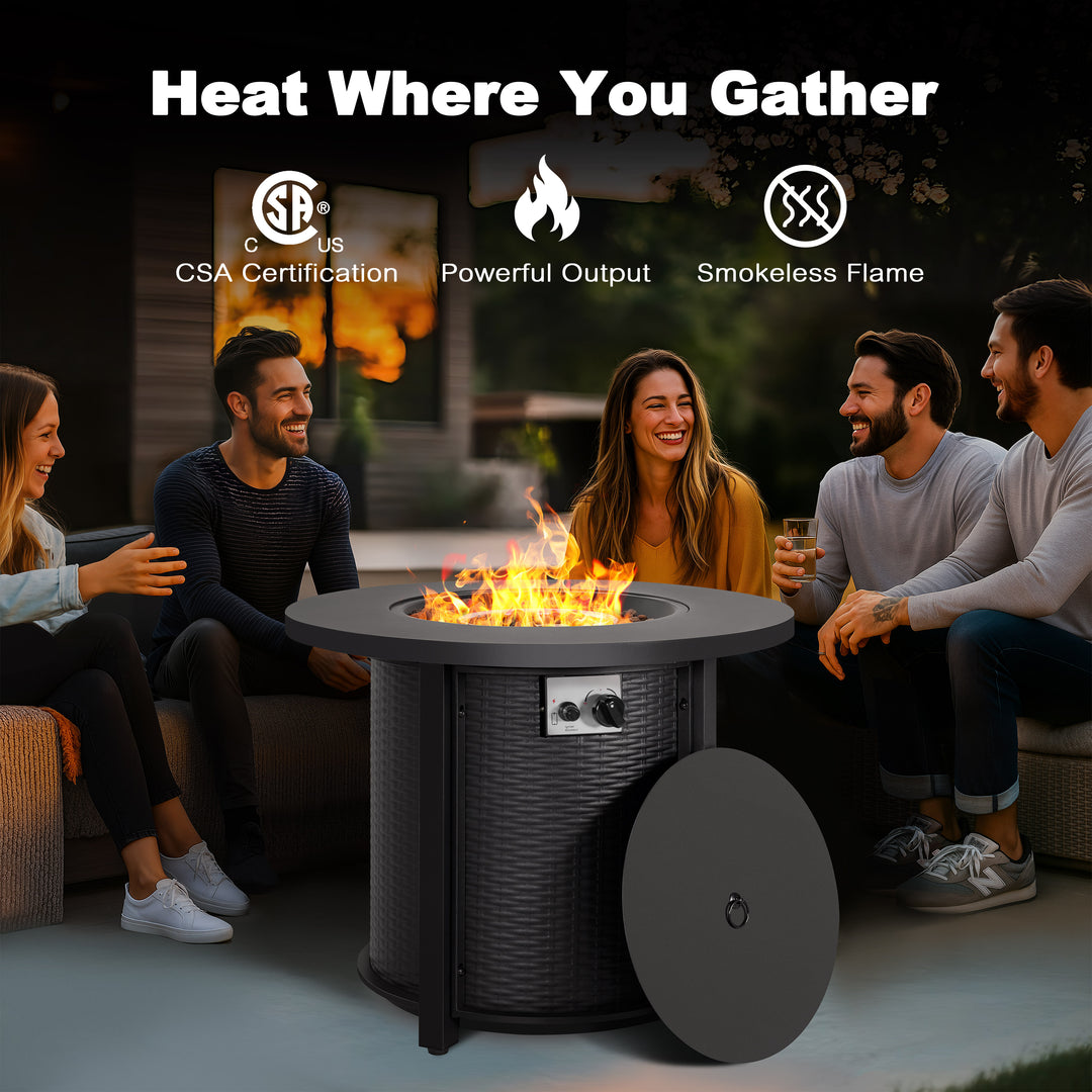3-Piece Outdoor Fire Pit Set with 2 Swivel Sofas, CSA Certified