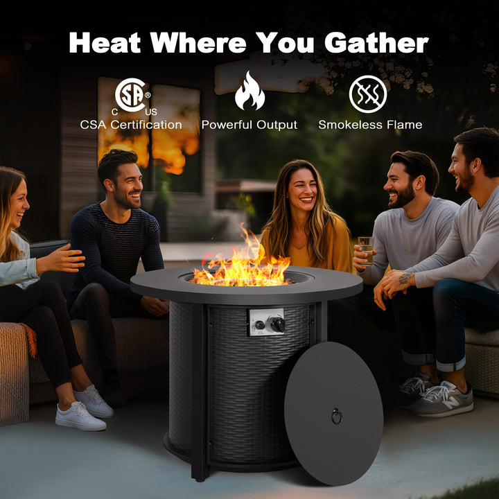 3-Piece Outdoor Fire Pit Set with 2 Swivel Sofas, CSA Certified