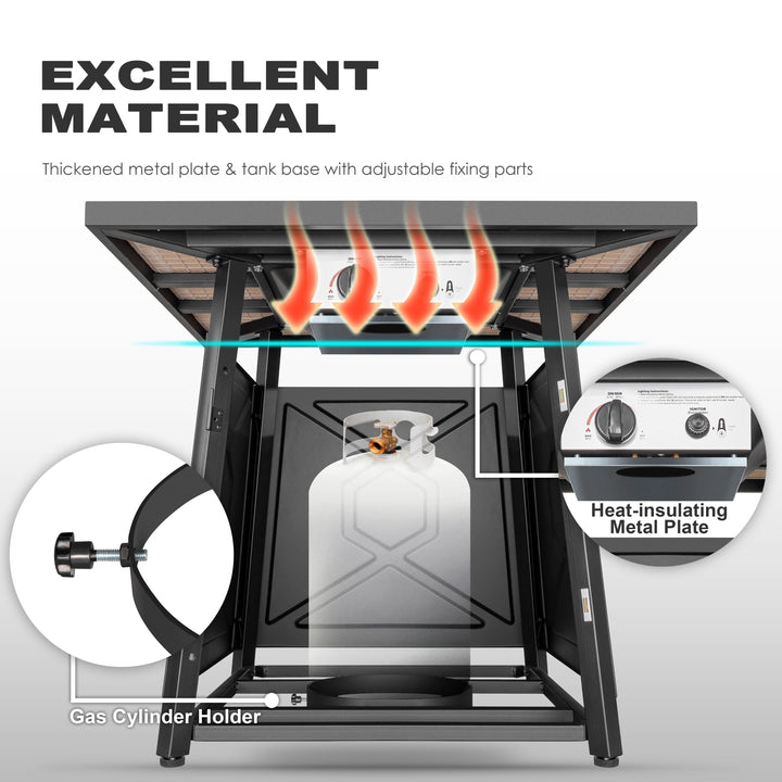 3-Piece Outdoor Fire Pit Set with 2 Swivel Sofas, ETL Certified