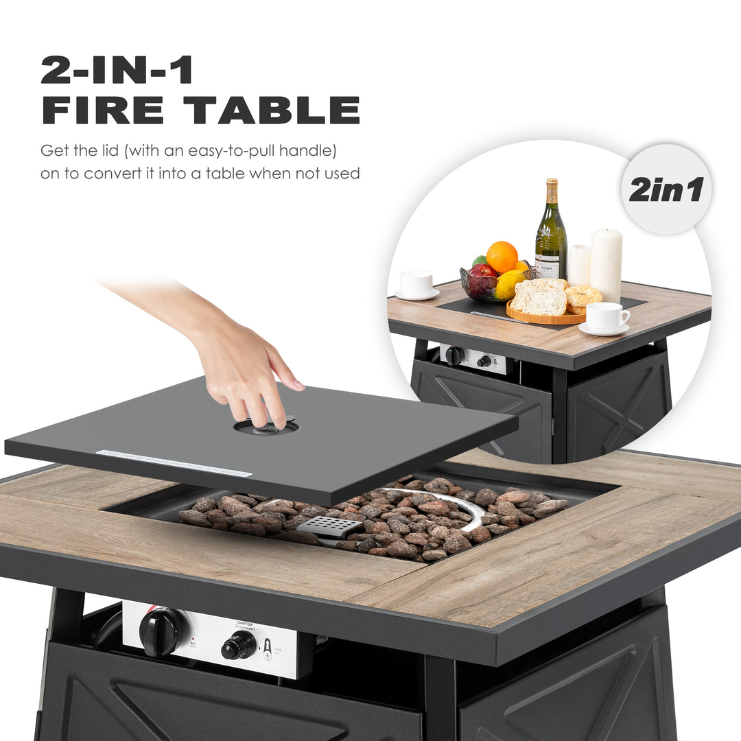 3-Piece Outdoor Fire Pit Set with 2 Swivel Sofas, ETL Certified