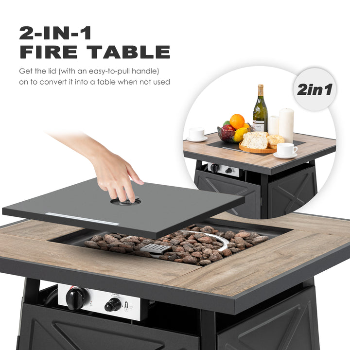 3-Piece Outdoor Fire Pit Set with 2 Swivel Sofas, ETL Certified